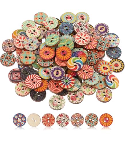 Peowuieu 100 bottoni in legno per gatti, per cucito, scrapbooking, fai da te, 2 fori