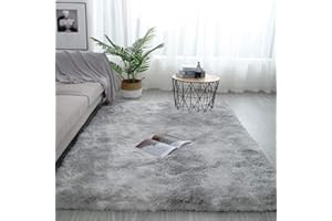 Pauwer Plush Shaggy Area Rugs Silky Smooth Fur Rugs Modern Indoor Plush Fluffy Rugs Anti-Skid Playing Mat for Bedroom Living Room Floor Carpet Mat(Light Grey, 80 x 160 cm)