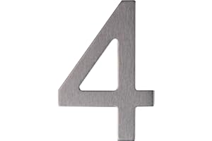 EXTIFF Numéro de Rue, Maison en Acier Inoxydable Argenté - Adhésif - Brillant/Acier Brossé - 76mm - n°4