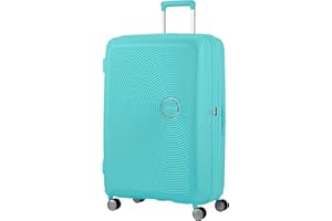 American Tourister Tsa Exp, Spinner Espandibile Bagaglio A Mano Unisex Adulto, Blue) (Poolside, L 77 cm - 110 L
