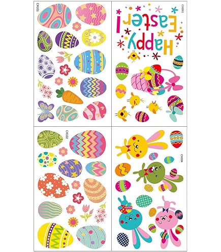 Set 103 Adesivi Pasquali In PVC Statico – Vetrofanie Con Conigli, Uova E Farfalle, Per Finestre E Decorazioni Primaverili