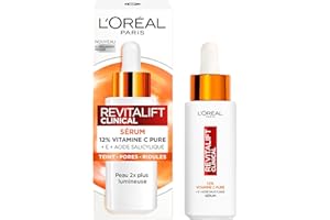 L’Oréal Paris – Sérum 12% Vitamine C Pure + Acide Salicylique + Vitamine E – Antioxydant & Anti-Âge – Teint irrégulier, Pores et Ridules – Flacon Anti-UV – Revitalift Clinical – 30 ml