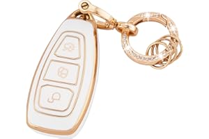 Koaudb Car Key Cover Compatible with Ford 3 Button Fiesta Focus C-Max Galaxy B-Max Grand C-Max Kuga Mondeo S-Max Smart Car Remote Key Fob Case (R-Frd-3-W)