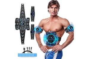 Zhailyn EMS Ceinture Abdominale Electrostimulation, Musculaire Stimulateur Appareil, Electrostimulateur Musculaire, de Musculation avec 8 Modes+15 Niveaux, pour Femme&Homme Abdomen/Bras