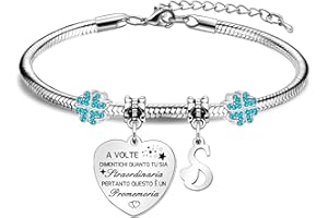 HEYEJET A Volte Dimentichi Quanto Tu Sia Straordinaria Regali per Donne Ragazze Braccialetto Pendente d'Argento con 26 Lettere, Idee Regalo per Compleanno Festa della Mamma Natale Regali di Amicizia