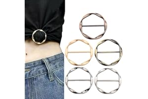 WeddHuis 5 piezas, broches para ropa mujer, anillos bufandas, hebillas para cinturones, camisetas, clips para camisa, alfileres de sujeción, sujeta mangas, cinturon mujer, broche dorado