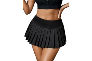 Avidlove Rock Damen Mini Röcke Kariert Faltenrock Sexy Kurz Minirock Vielseitige Elastisch Hohe Taille Skater Skirt Schule Sport Plisseerock