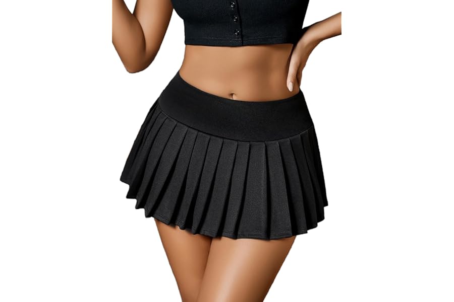 Avidlove Women's Pleated Mini Skirt Basic Stretchy Casual Short Skater Skirts Club Streetwear Skirt Y2k Aesthetic Clothes for Cosplay Party