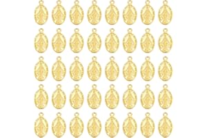 UNICRAFTALE 100pcs 17.5mm Alliage Doré Ovale avec Breloques en Filigrane Mary Plat Creux Ovale Guadalupe Breloque Style Tibétain Métal Maria Fin Goutte Breloque pour la Fabrication de Bijoux