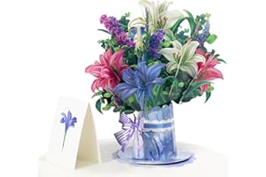 Yamobi Kartka urodzinowa 3D pop-up z bukietem kwiatów, kreatywna kartka pop-up, kreatywna kartka urodzinowa pop-up, kartka urodzinowa pop-up dla kobiety, matki i żony