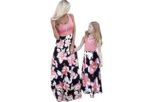 EFOFEI Madre Hija Vestido De Padre e Hijo Día De La Madre Fiesta del Día De Los Niños Falda Larga Bohemia Linda Flor Vestido Diario