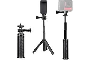 SOONSUN Mini Extendable Selfie Stick for GoPro, Portable Handheld Selfie Stick Tripod Stand for GoPro Hero 13/12/11/10 /9/8/7/6/5/4/3, Session, Fusion, SJCAM, AKASO, Insta360, DJI Osmo Action Camera