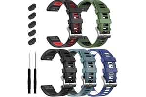 EZMVZKU 26mm Silicone Cinturino per Garmin Fenix 7X Pro/Fenix 6X Pro/Fenix 5X Plus/Fenix 3 HR, QuickFit Sportivo Cinturino di ricambio per Tactix 7 Pro/Enduro 2/Descent Mk2i Uomini Donne