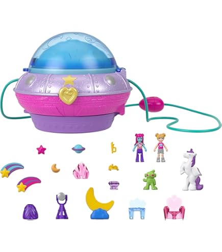 Polly Pocket HJN76 Flamingo Party Grote speelset met 26 accesoires, Pop Swap, Tropical Party Speelgebieden: palmglijbaan, schommel, watergebied en meer, vanaf 4 jaar