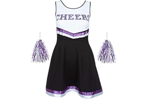 REDSTAR FANCY DRESS Vestito Cheerleader con Pon Pon Cheerleader - Cheerleader Costume Donna - Costume Cheerleader da Donna Divisa Cheerleader Halloween Cheerleader, Costume da Adulto Halloween per Ragazze Festa Cosplay