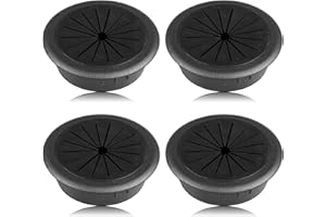 HEIGUDAN 4PCS 60MM Desk Hole Cover Plastic Round Home and Office Desk Cable Grommet for PC Computer Port TV Stand Tidy Desktop and More Data Cables Cable Hole Cover Black Desk Grommet