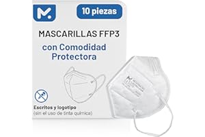MEDICINADELLAVORO.COM 10 Mascarillas Homologadas de Certificación CE, Mascarilla FFP3 con Válvula de 5 Capas, Máscara Contra de Polvo y Partículas, Mascarilla de Protección Personal con Filtros de Calidad BFE≥99, 10 Piezas