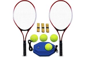 Magicorange Racchette da tennis per adulti, 2 giocatori, set di racchette da tennis per principianti e professionisti, con 4 palline da tennis, 3 overgrip, 1 borsa da tennis