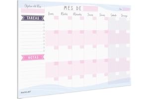 PACKLIST Planificador Mensual, Organizador A4 - Agenda Calendario Perpetuo, Sin Fecha - Planner con 25 Hojas en Formato Mensual