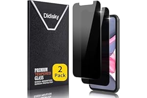Didisky 2-Unidades Privacidad de Vidrio Templado Protector de Pantalla para iPhone 11, iPhone XR 6,1", Anti-voyeur, Antihuellas, Sin Burbujas, Fácil de Limpiar, 9H Dureza