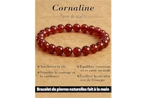 Landorilo Bracelet Femme Pierre Naturelle Lithotherapie Fait Main de 8 mm, Bracelets Élastique de Yoga en Pierres Semi Précieuse, Cadeaux de Bijoux Créatifs