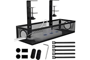 ShineBurky Vassoio per la Gestione dei Cavi Sotto la Scrivania, Portacavi da Montare Senza Forare, Accessorio da Tavolo per Scrivanie, Tavoli da Gioco per PC per Nascondere i Cavi, Nero