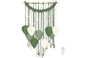 Smgbway Tapiz de Macramé para Colgar en la Pared, Tapiz Tejido con Macramé, Tapiz para Bohemio Borlas Diseño con 10 clips, Mano Macrame Colgando Tapiz para Regalos de Decoración Salón (40 * 80cm)