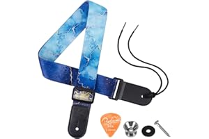 BestSounds Sangle d'épaule pour ukulélé avec extrémités en cuir pour ukulélé soprano, concert, ténor et baryton (Bleu océan)