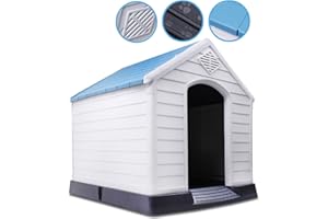 PET LIVING MEDIUM/LARGE OUTDOOR INDOOR GARDEN PET STRONG DOG ANIMAL SHELTER PLASTIC KENNEL HOUSE (LARGE)