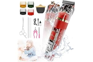 Blanlody Tosatrice per Cani Gatti 2 e 1 Taglia Zampe Rasoio Professionale pelo lungo nodi 60dB Silenzioso IPX7 Impermeabile Tosatrice Elettrico per cani Pelo Tosa Cane Lungo-Rosso