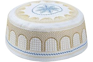 KRUIHAN Musulmán Sombrero Islam Oración Headwear-Masculino Turco Arabia Hui Ramadan Bordado Cap