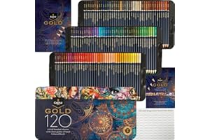 Castle Art Supplies Gold Standard 120 Colouring Pencils Set | Quality Oil-Based Coloured Cores Stay Sharper, Tougher Against Breakage | for Adult Artists, Colourists | in Presentation Tin Box