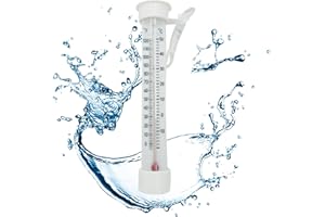 Thermomètre de Piscine,Thermomètre à Température de l'eau,Thermomètre Facile à Lire,Thermomètre Flottant pour Piscines,Thermomètre Piscine Flottant avec Ficelle,Convient pour Piscine,Spa,Blanc