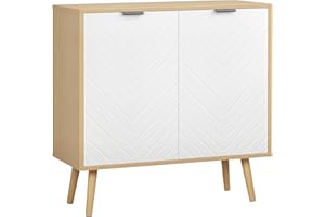 HOMCOM Mobiletto Multiuso Moderno in Truciolato e Legno di Pino con Ripiano Interno Regolabile su 3 Livelli, Mobile per Ingresso Soggiorno Cucina e Bagno, 77x35x77.5 cm