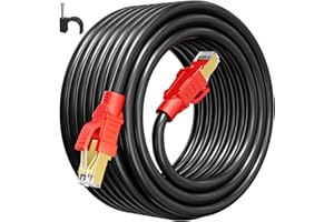 Soibke Cat 8 kabel sieciowy 30 m, 40 Gb/s, 2000 MHz, kabel LAN, 30 m, ekranowany, do użytku na zewnątrz, wysoka prędkość, 26AWG SFTP, czarny Internet Patch kabel POE do routera modemowego