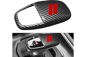 SENSHINE Schaltknauf-Kopfabdeckung für Dodge Charger Challenger Zubehör 2015–2023 2024, Durango 2016–2024, Innenschaleneinsatz, Dekoration, Schutz, Schalthebelabdeckung (Kohlefaser, roter Rand)