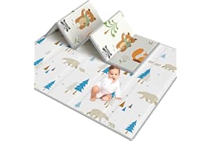 Uanlauo tappeto gioco bambini, Tappetino Pieghevole Impermeabile Doppio Lato per Bambini, XPE Schiuma Tappetini Antiscivolo, Non Tossico, 79 * 71 * 0.6inch(180 x 200 x 1,5cm)