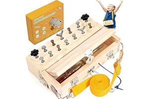 Hiegvor Jouet Enfant 3 4 5 Ans, Jeux Montessori Outils Enfant Jouet en Bois Planche Montessori avec Visseuse Enfant, Serrure et Clé, Jeux Educatif Cadeau pour Garçons et Filles (Montessori B)