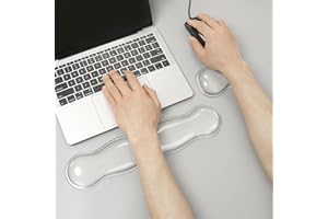 GHSHANOG 2Pcs Clear Gel Wrist Rest for Keyboard and Mouse, Silicone Mouse Wrist Rest Support,Ergonomic Gel Keyboard and Mouse Wrist Rest Set for Laptop Office Work Computer Gaming