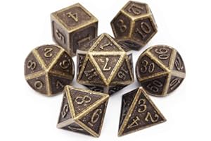 Haxtec Metal Dice Set D&D Ancient Bronze Polyhedral DND Dice for Dungeons and Dragons Gifts RPG Accessories- Enamel DND Dice (Antique Bronze)