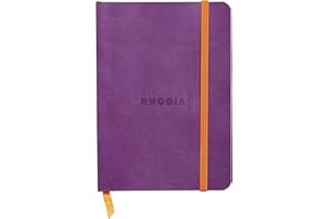 RHODIA 117310C - Carnet Souple Violet - A6 10,5 x 14,8 cm - Ligné - 144 pages - Papier Clairefontaine Ivoire 90 g/m² - Marque-Page, Fermeture Élastique - Couverture Simili Cuir