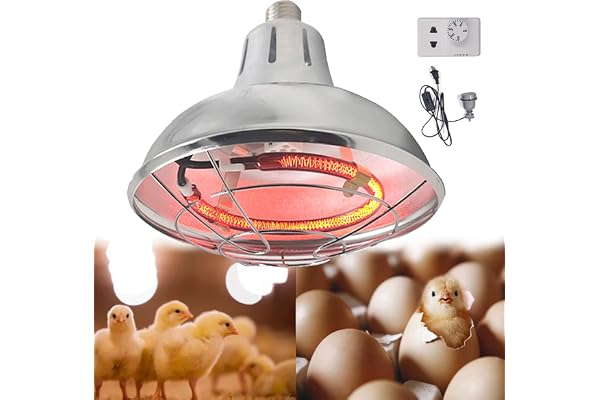 DBZDM Lampe Chauffante Poussin avec Thermostat, Lampe Infrarouge Chauffante Animaux, Lampe Chauffante pour Poussin Chiots et Tortue, Température Réglable: 200W-400W