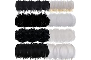 MWOOT 400 Pezzi Piume Decorative, 8-18CM Piume Naturali Bianca Nero per DIY Cacciatore di Sogni Pasqua Ghirlanda di Natale Carnevale Nozze Decorazione, Crafts DIY Feather