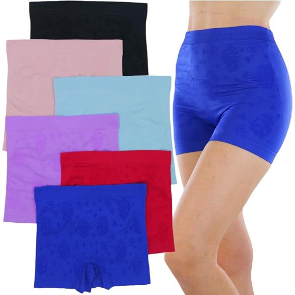 ToBeInStyle Girls' Pack Of 6 Seamless Graphic Boyshorts - Assorted Colors & Designs, Sizes 4-14 Years