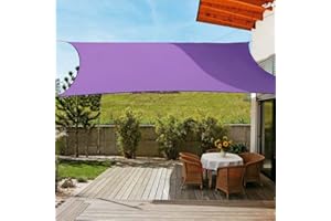 OldPAPA Sun Shade Sail Rectangle Water-resistant Sun Shade 95% UV Block Sunscreen Awning Garden Beach Patio Canopy Purple 3x4m