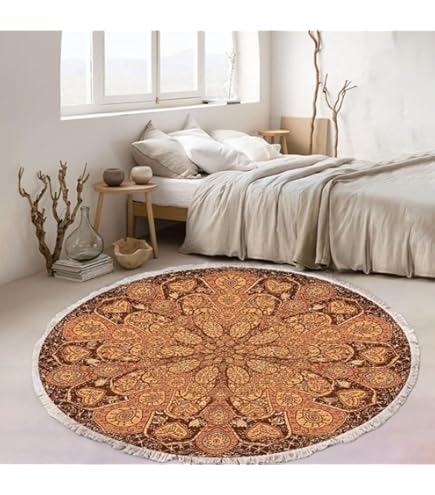 Highdi Tappeto Rotondo Salotto, Morbido Moderno Tappetini Stile Classico Antiscivolo Tappeto Per Bambini Cameretta Cucina Casa Zona Balcone Tappet Tavolino (40cm,Grigio Scuro