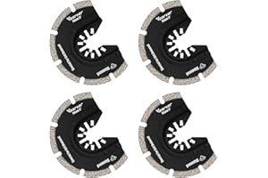 Vearter 4 Stück Diamant Halbkreisförmige Multifunktionswerkzeug, 76mm Halbrund Multitool Sägeblätter Oszillationswerkzeug für Keramikfliesen, Hohlziegel, Zement, weiche Fliesen, Mauerwerk