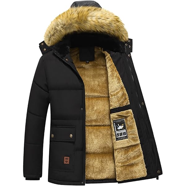 thumbnail image 2 of Hooded Parkas Men Winter Thick Mens Jacket Fur Collar Outwear Warm Coat Man Wool 2 of 14