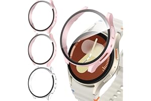 PWJCLT 3-Pack Case for Samsung Galaxy Watch 7 40mm Screen Protector,Ultra Thin Tempered Glass Full Coverage Scratch Resistant PC Protective Cover For Women Men