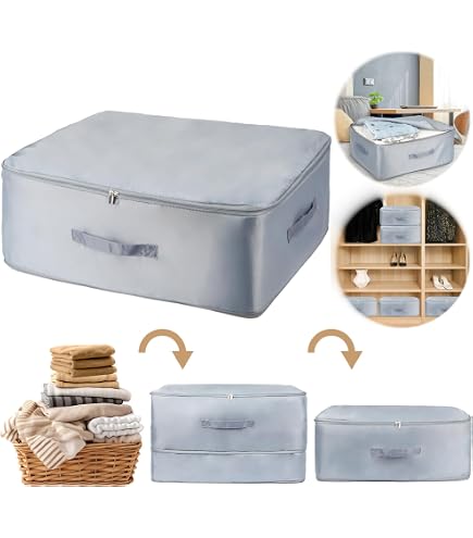Sac De Compression Voyage Ultra Puissant 54x42x60 Cm – Organisateur Couettes Couvertures Vêtements – Gris Gain De Place